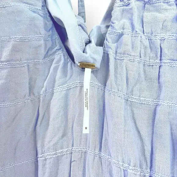 Free People Dress Agatha Midi Blue Long Oversize Boho Textured Lagenlook Medium - Picture 8 of 11